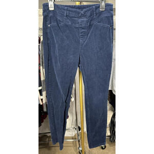 EUC Tribal Corduroy Pants Women Size 10 Blue Ankle Elastic Waist Stretch